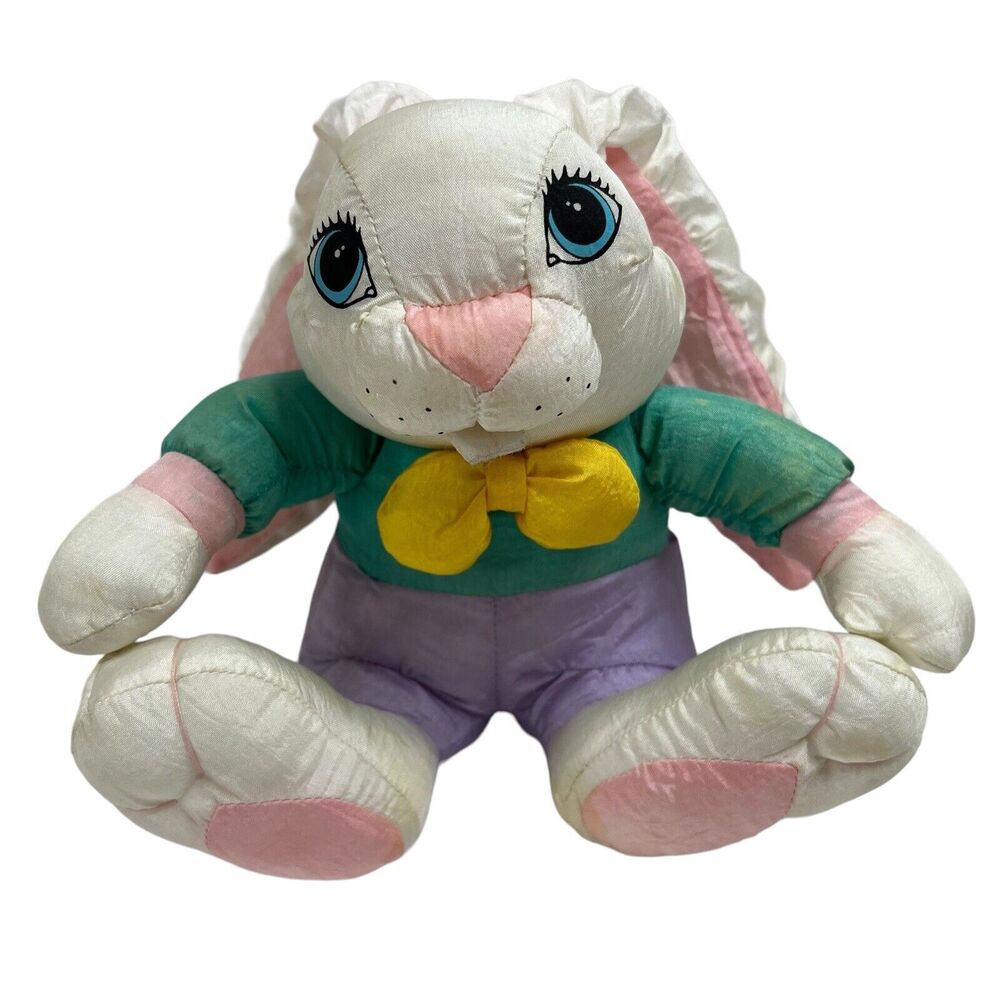 Vintage Easter Bunny Rabbit Plush Parachute Nylon Puffalump Bow Tie Trendmasters